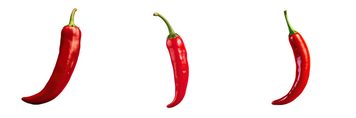 Isolated red chili pepper on transparent background with path
