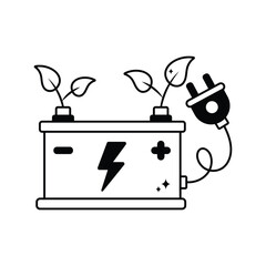 Accumulator doodle vector outline Sticker. EPS 10 file