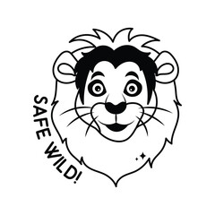 Save wild doodle vector outline Sticker. EPS 10 file