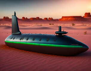 a submarine in middle of a desert