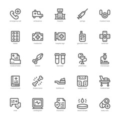 Medical Services icon pack for your website, mobile, presentation, and logo design. Medical Services icon outline design. Vector graphics illustration and editable stroke.