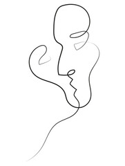 One Line Art Drawing of a Passionate Kiss