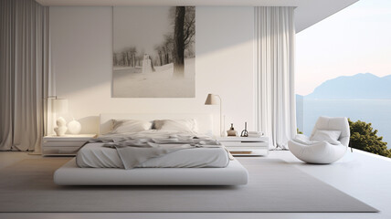 White bebroom in luxury stlye.