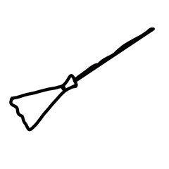halloween witch broom doodle
