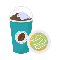 Fototapeta na wymiar cup coffee drink with donuts illustration