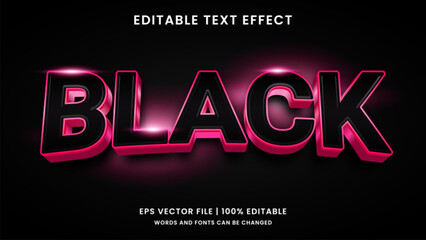 Fototapeta Black pink 3d editable text effect obraz