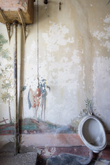 Affresco murale in bagno di casa abbandonata