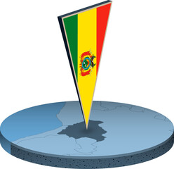 Bolivia flag and map in isometry