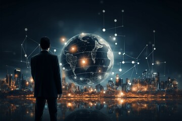 Business leader harnessing global connectivity, steering digital marketing innovations Generative AI