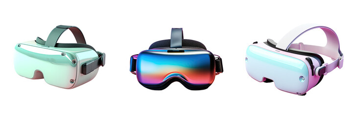 transparent background with VR headset in virtual reality