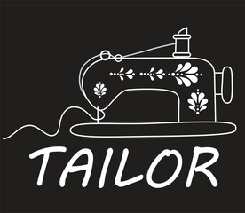 Nice sewing machine logo design vector illustration template