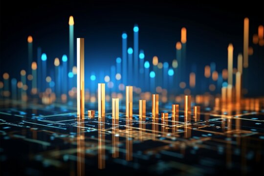Candlestick chart visualizes economy, financial stats, and dynamic stock market concept Generative AI