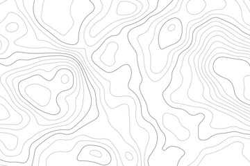 Abstract topographic contours map background. Topography black and white wave lines vector background. Geographic abstract grid. Wavy curve lines banner design.