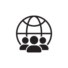 Culture, people flat icon. International team and a globe. Nationality, Social issues, equal rights, help or support employee, community care, age and culture diversity, people group save - obrazy, fototapety, plakaty