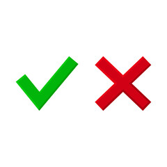Checkmark / check, x or approve & deny line art color icon for apps and websites.