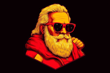 Obraz premium man year phone santa merry happy holiday christmas claus smartphone mobile. Generative AI.