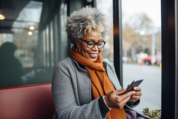 Retired senior woman living alone, using a smartphone for communication