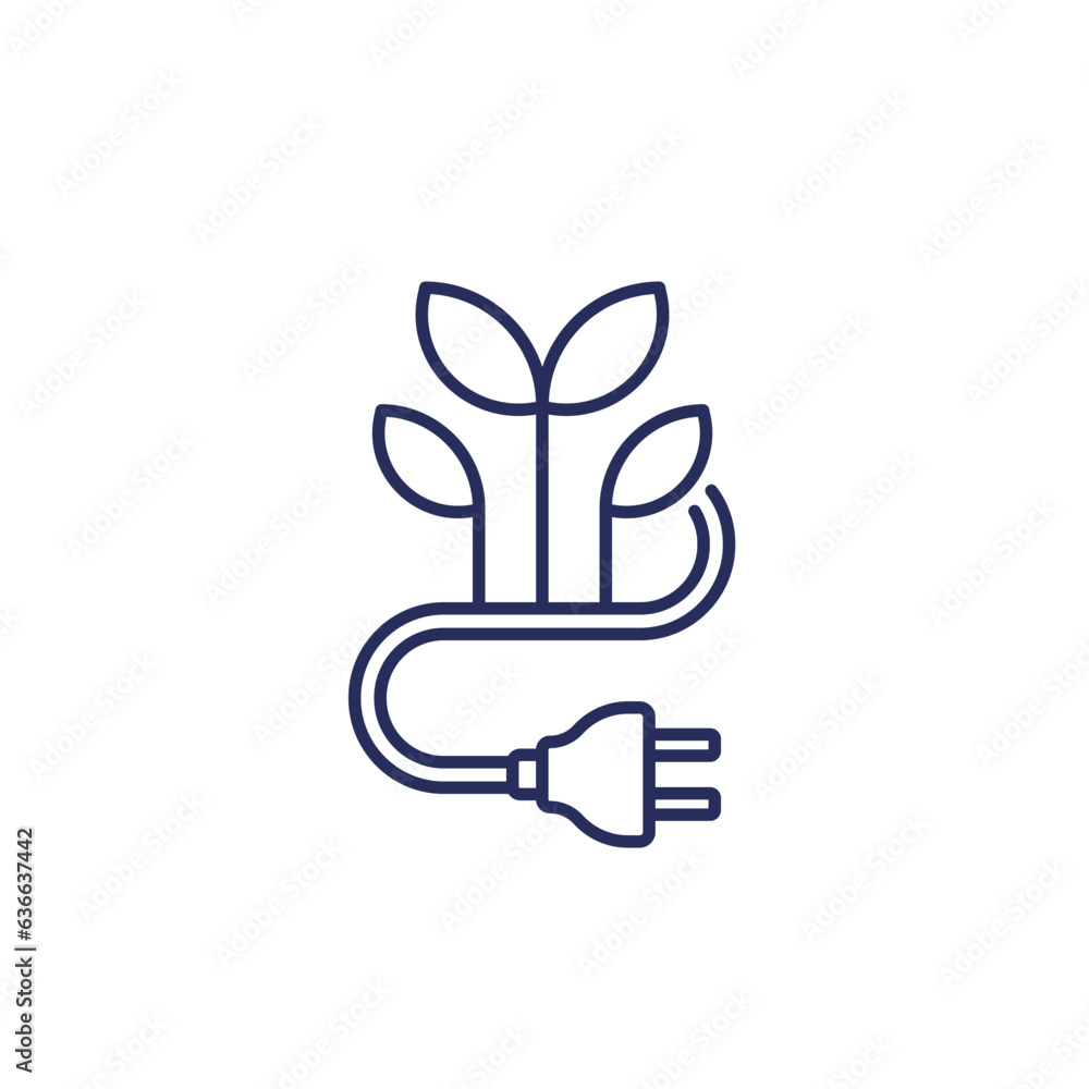 Poster bioenergy and renewable energy line icon with electric plug