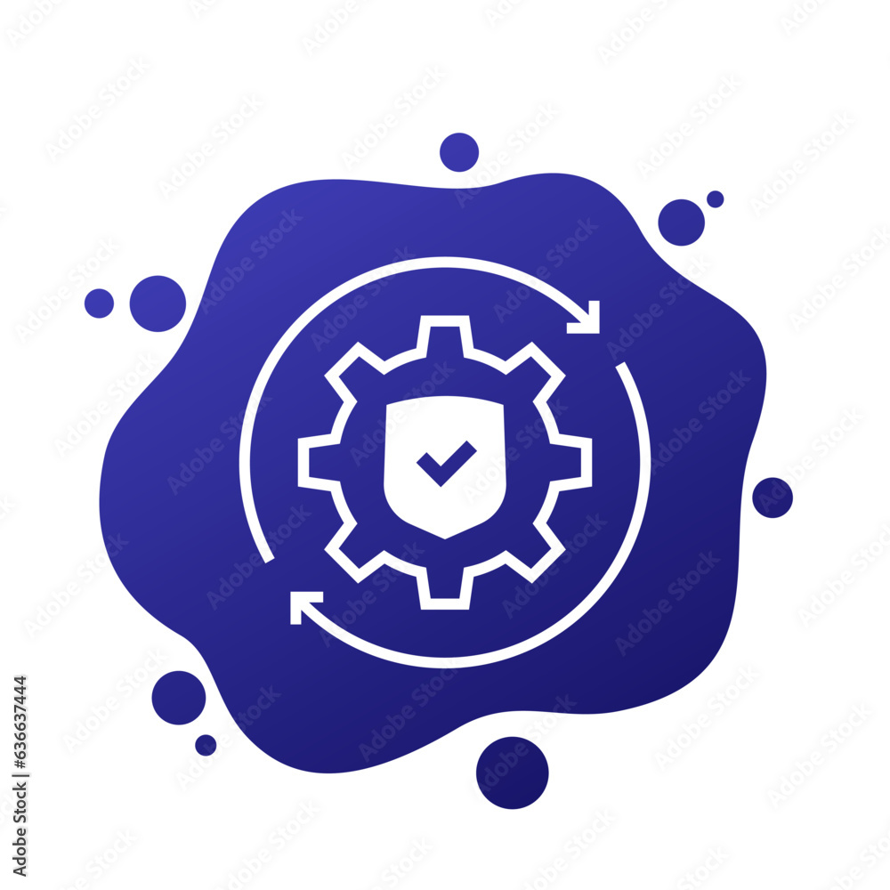 Poster secure operation icon with a gear, vector