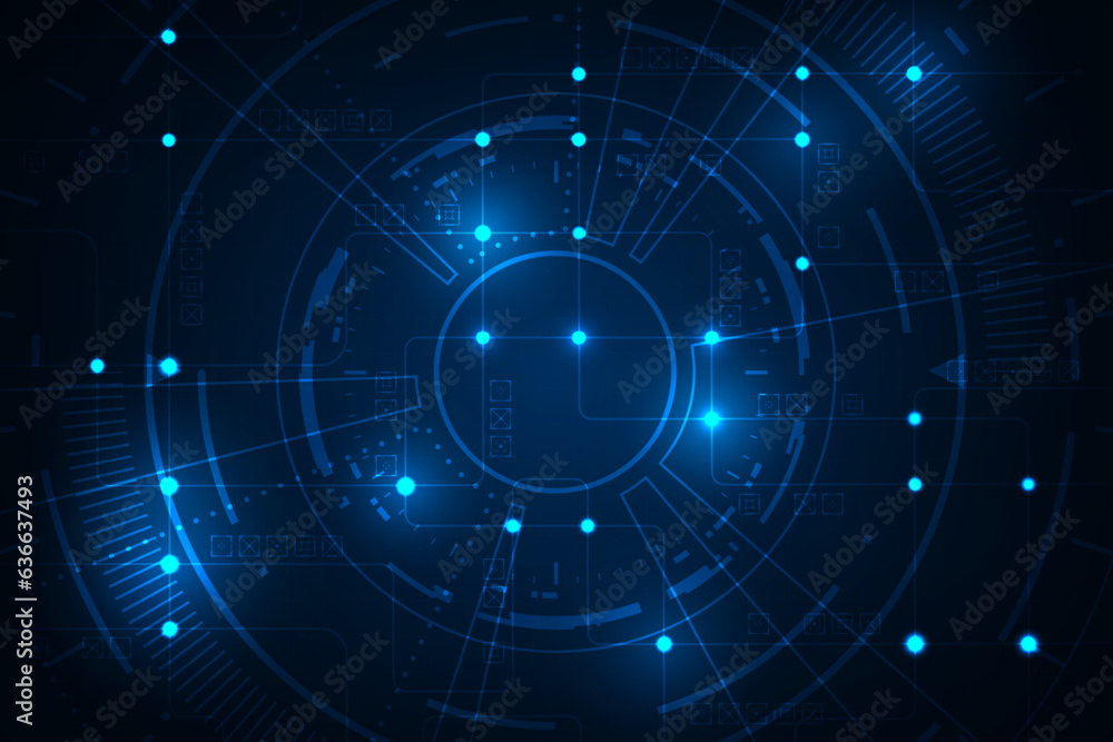 Poster vector blue abstract digital circuit hi tech technology with concept communication.