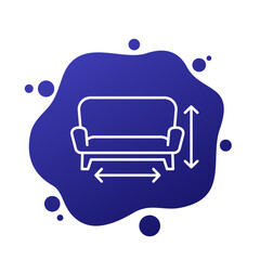 couch size icon in line design