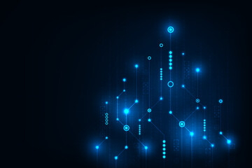 Vector abstract futurisit circuit board hi tech technology dark blue. Line electronic background.