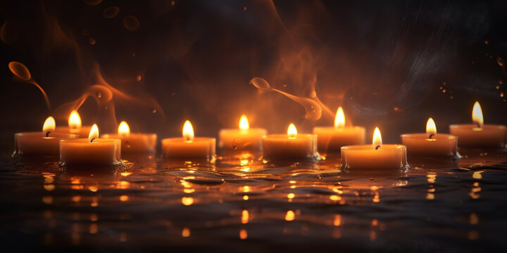 burning candles in church Generative Ai
