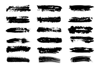 Grungy brushes collection. Brush stroke paint boxes on white background - stock vector. Black set paint, ink brush, brush strokes, brushes, lines, frames, box, grungy. 