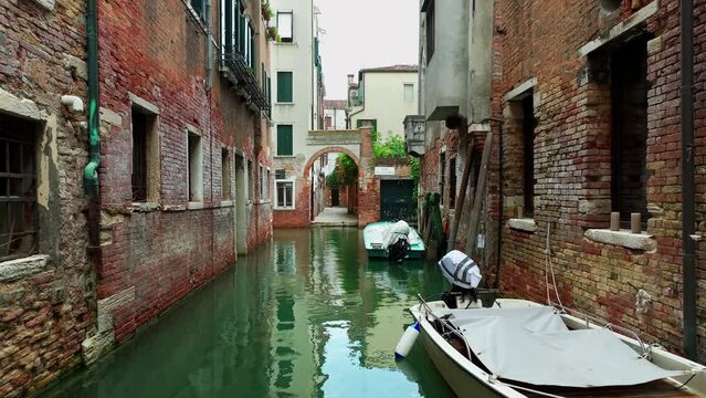 Boats in Venice canals, Italy