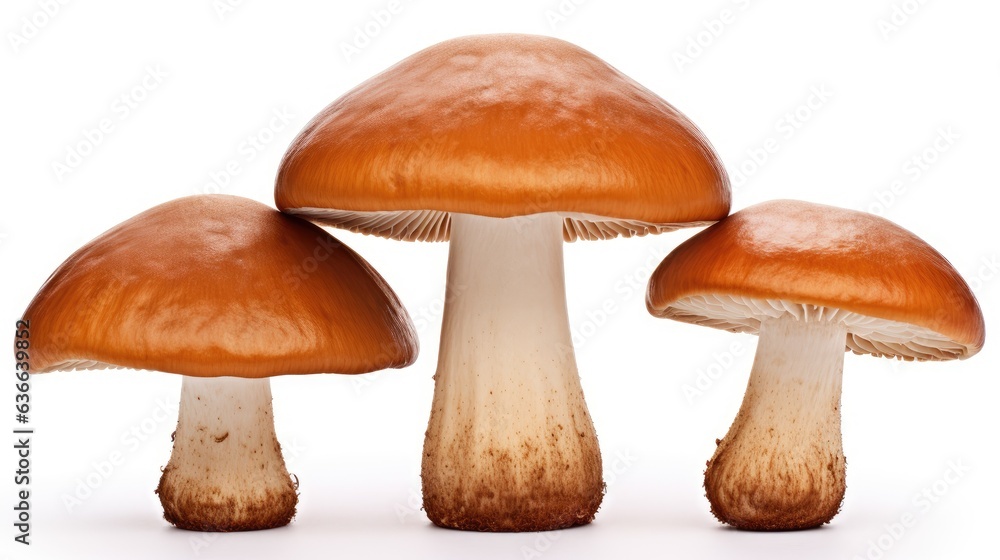 Poster bay bolete. edible mushroom isolated on white background created with generative ai technology.