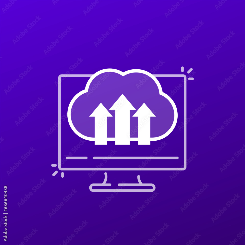Poster upload to web icon with a cloud, vector