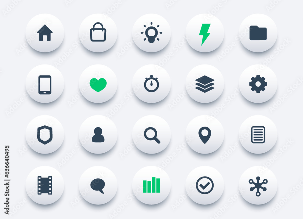 Poster basic icons set for apps and web