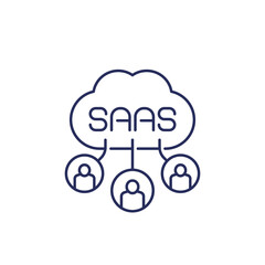 Saas users line icon, Software as a service vector