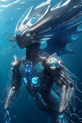 water robot , sea robot , sea creature , aqua man , water gardian