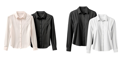 Set of isolated mockups featuring a blank white woman s shirt classic office jacket template and clear collar uniform