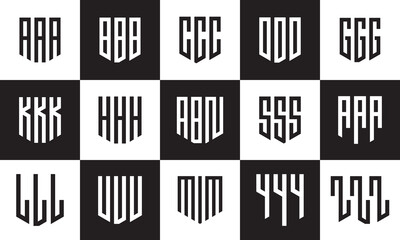 Set of bundle letter shield type abstract initial letter monogram logo design