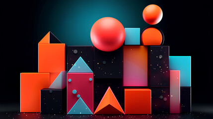 Geometry of the Cosmos: Crafting a 3D Poster Showcasing Dimensional Wonders