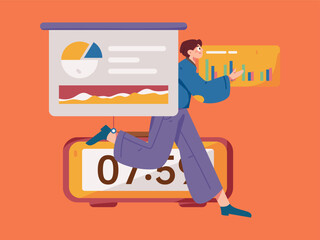 Vector internet operation illustration of people exercising and running healthy
