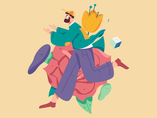 Vector internet operation illustration of people exercising and running healthy
