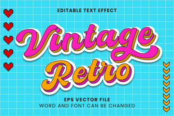 Vintage retro editable vector text effect
