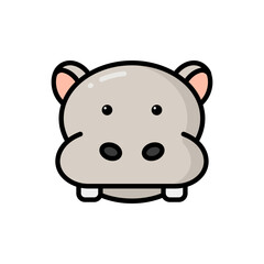 Simple Hippopotamus lineal color icon. The icon can be used for websites, print templates, presentation templates, illustrations, etc