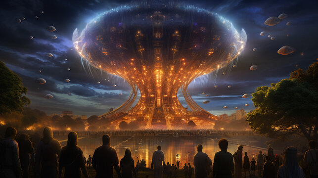 The Connection: The alien ship begins to communicate with the children through the lights, forming intricate patterns that intrigue and mesmerize them