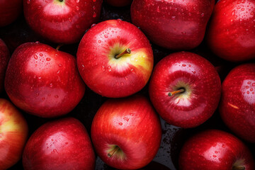 Fototapeta na wymiar Red apples top view background. AI generated