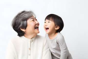 A grandparent and grandchild sharing a laugh