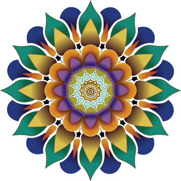 Colorful mandala pattern design on white background