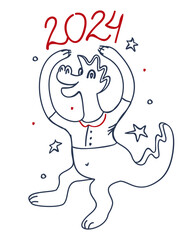 Chinese New Year 2024. Year of Dragon. Vector doodle illustration.