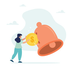 The customer placed a coin on the subscription bell. Subscription business model, the customer subscribes to the online service and pays a regular price, a membership fee for using the software. 