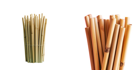 Bamboo sticks used for skewering food with selective focus
