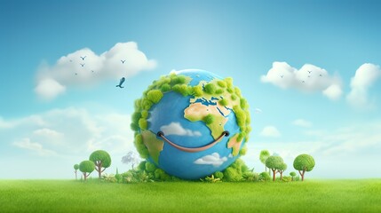 World Smile Day 3D cartoon illustration,AI generated.