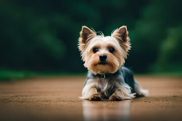 yorkshire terrier sitting on the floor generated by AI